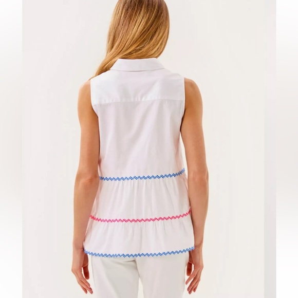 New Breah Sleeveless Button Down Shirt Size 16 Top White - Picture 2 of 10